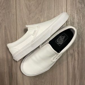 White leather Slip-on Vans (NWOT)